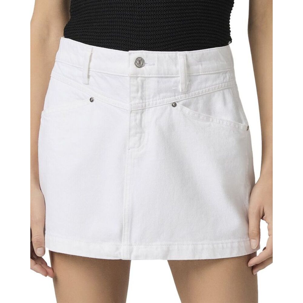 Paige Womens Ryder Laundered White Denim Skirt - Picture 1 of 4